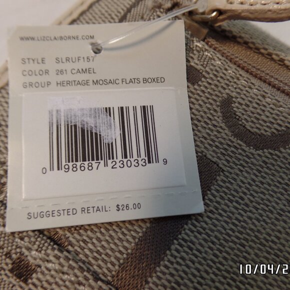 Liz Claiborne Trifold Wallet Camel New With Tag Heritage Mosaic - Picture 4 of 13